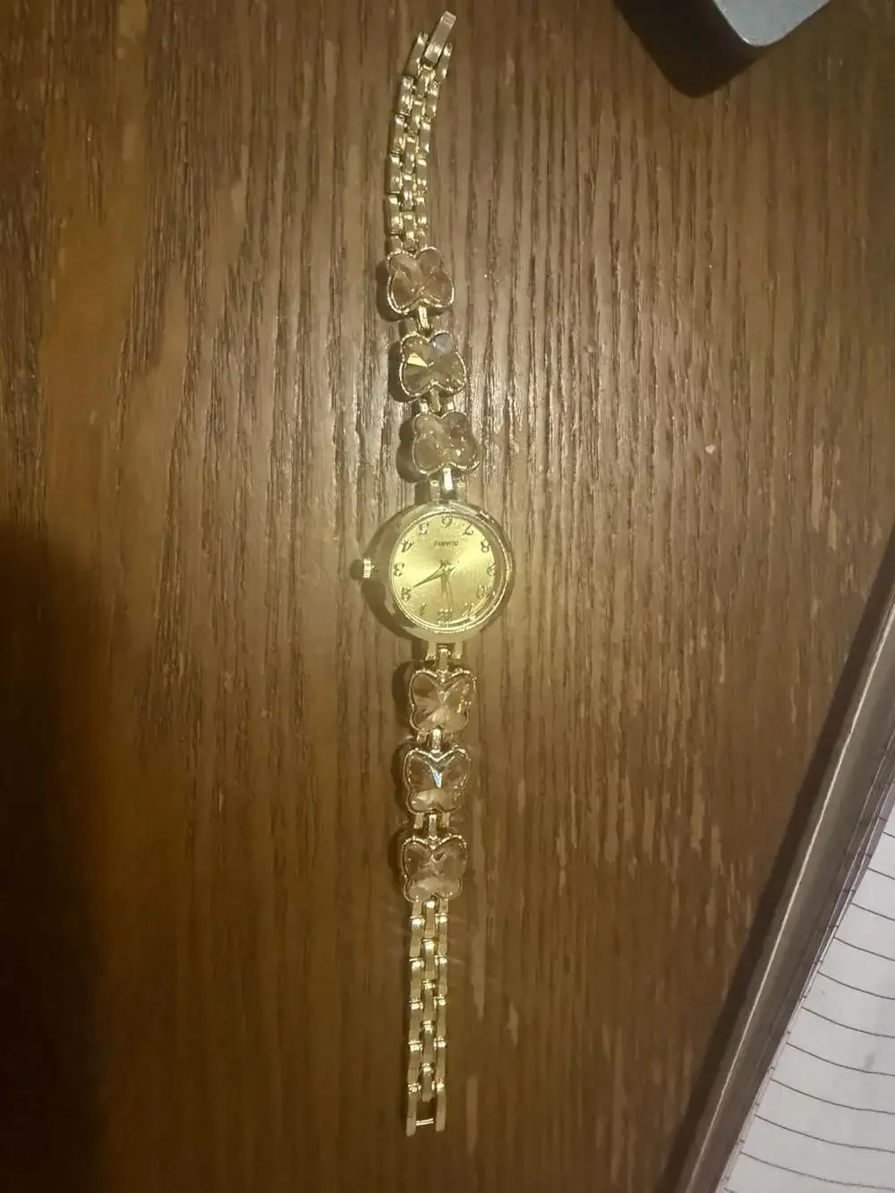Quartz Gold Tone Butterfly Crystal Bracelet Women's Watch